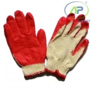 Găng tay len phủ nhựa màu đỏ K10 ( phủ 1 mặt) (50g)